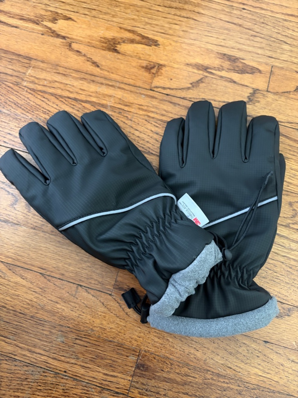 Black Insulated Winter Gloves for Women - Water-Resistant, Reflective Trim